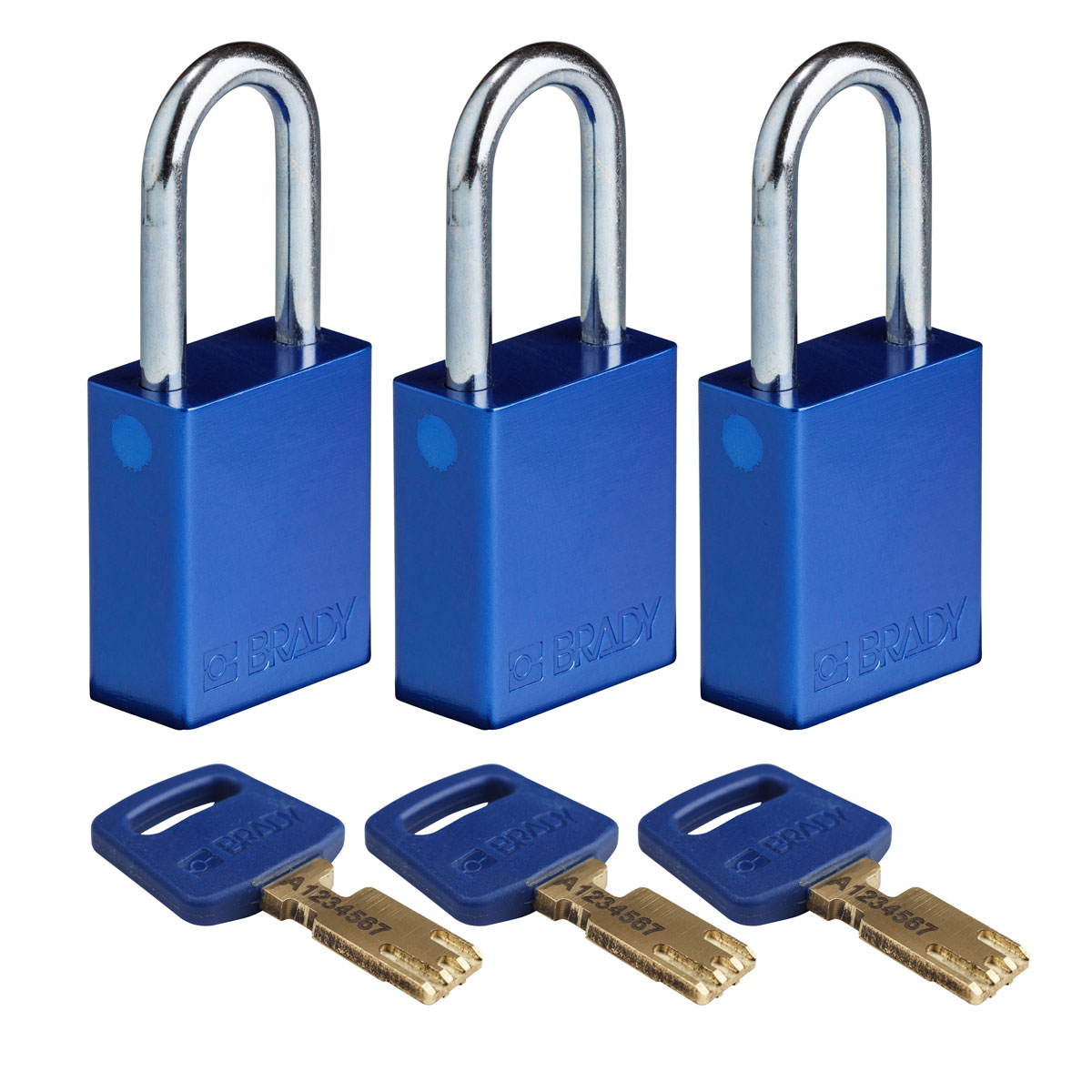ALU-BLU-38ST-KA3PK Alum Padlock 1.5" Steel Shkl KA BU 3PK