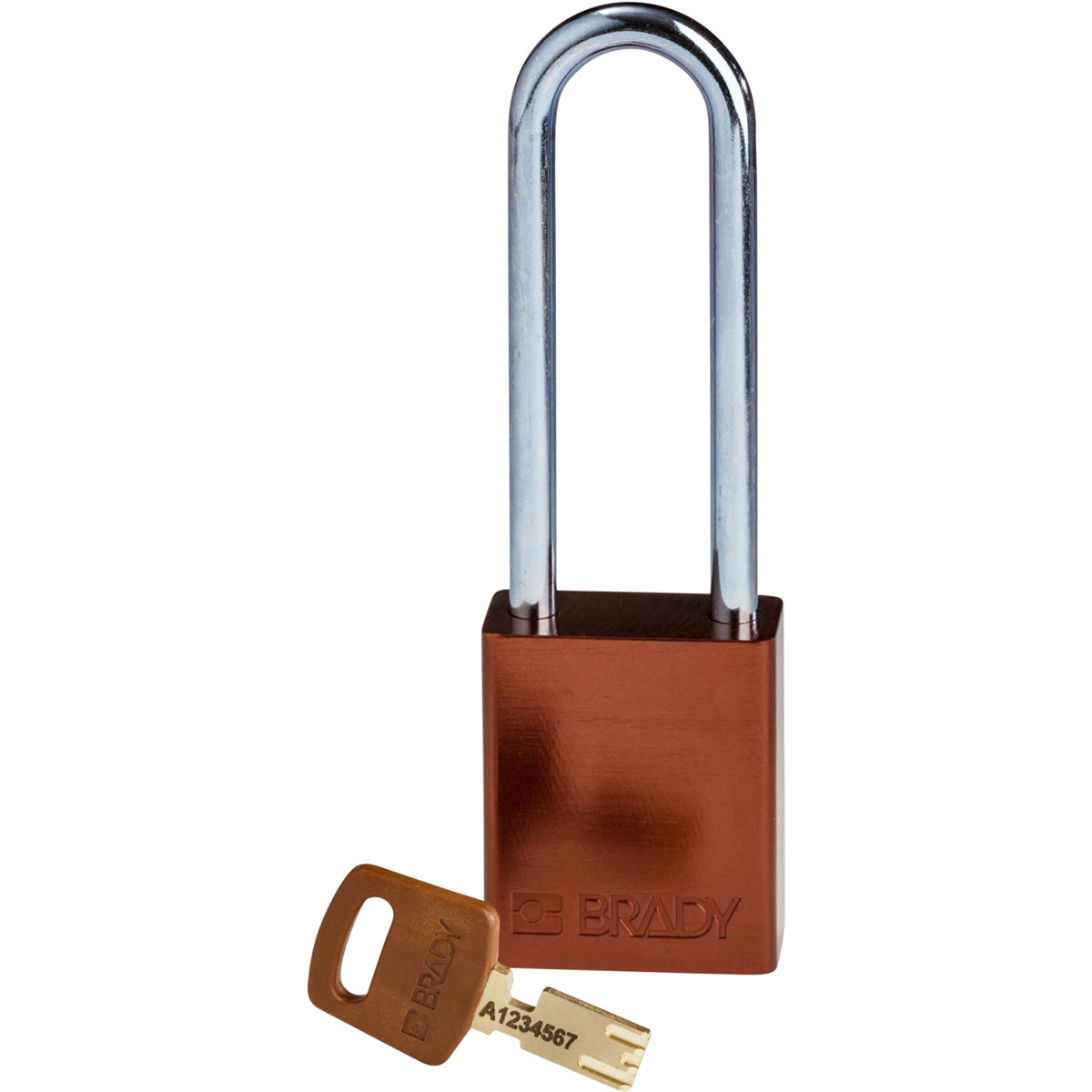 ALU-BRN-76ST-KD Alum Padlock 3" Steel Shackle KD BN