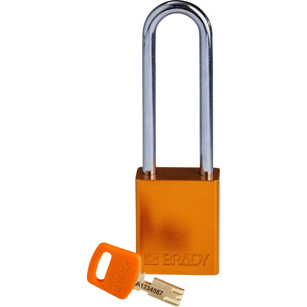 ALU-ORG-76ST-KD Alum Padlock 3" Steel Shackle KD OR