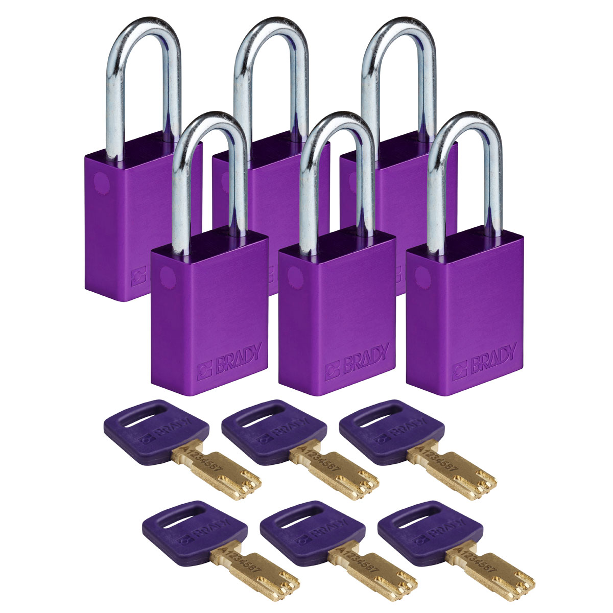 ALU-PRP-38ST-KA6PK Alum Padlock 1.5" Steel Shkl KA PL 6PK