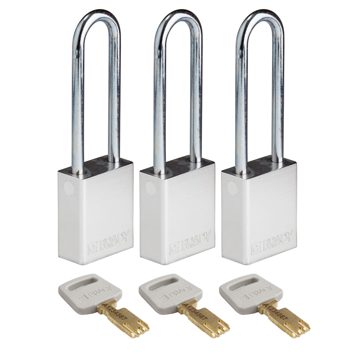 ALU-SLV-76ST-KA3PK Alum Padlock 3" Steel Shackle KA SL 3PK