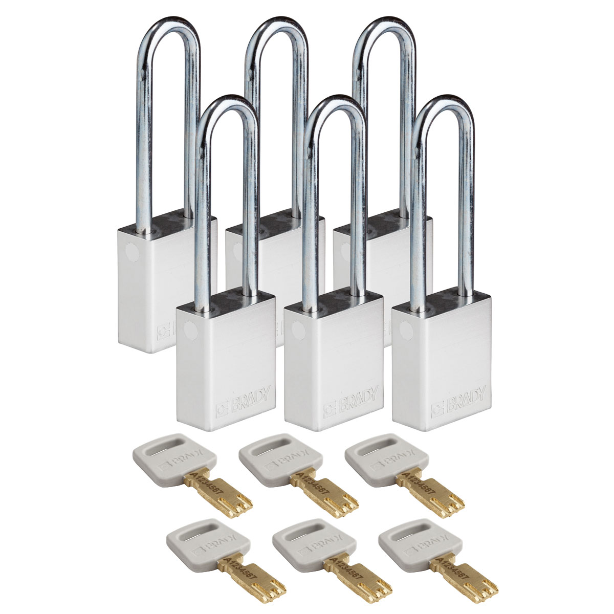 ALU-SLV-76ST-KA6PK Alum Padlock 3" Steel Shackle KA SL 6PK