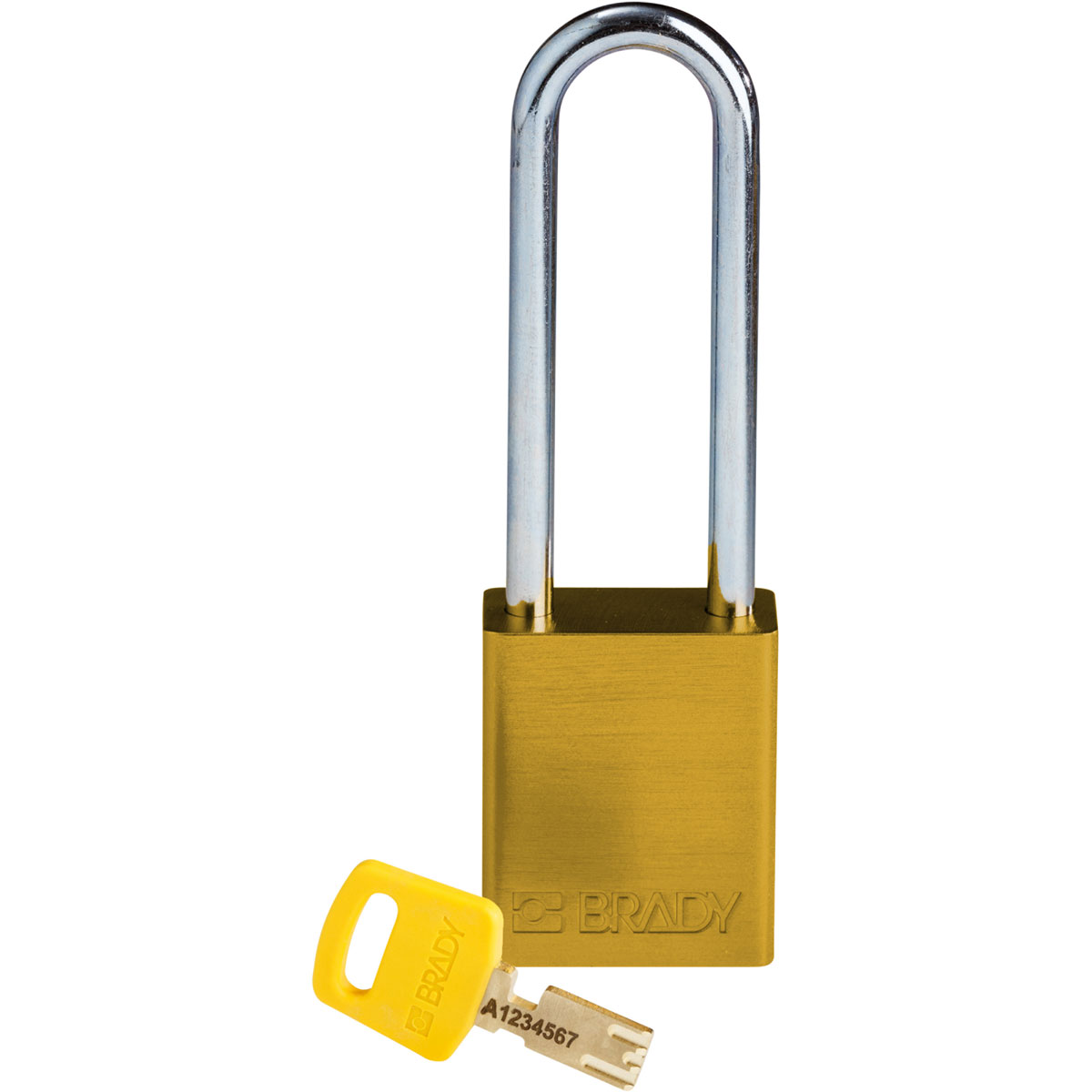 ALU-YLW-76ST-KD Alum Padlock 3" Steel Shackle KD YL