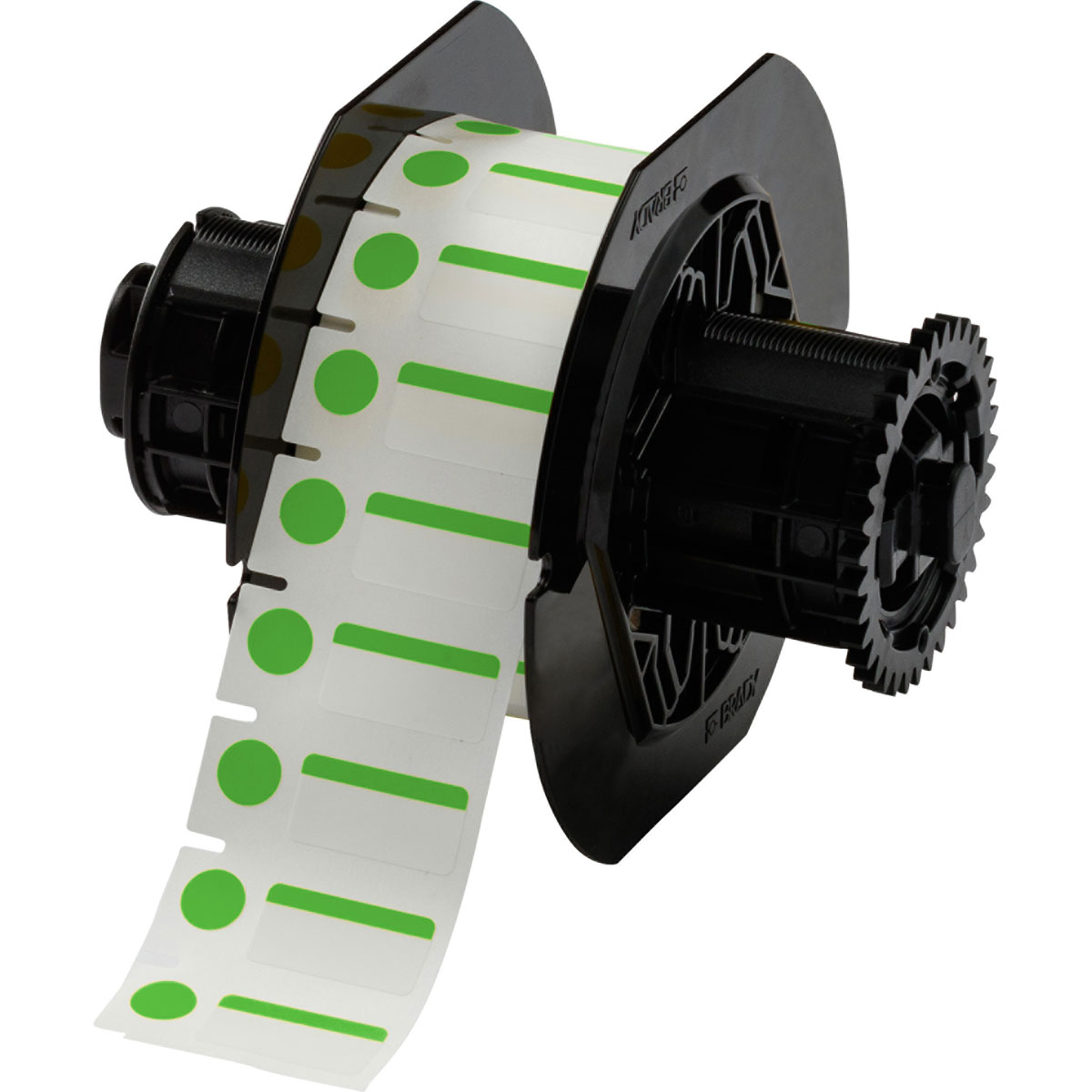 B33-250-494-GN Lbl Polyester 1inx0.375Dia GN/WT 1500/RL