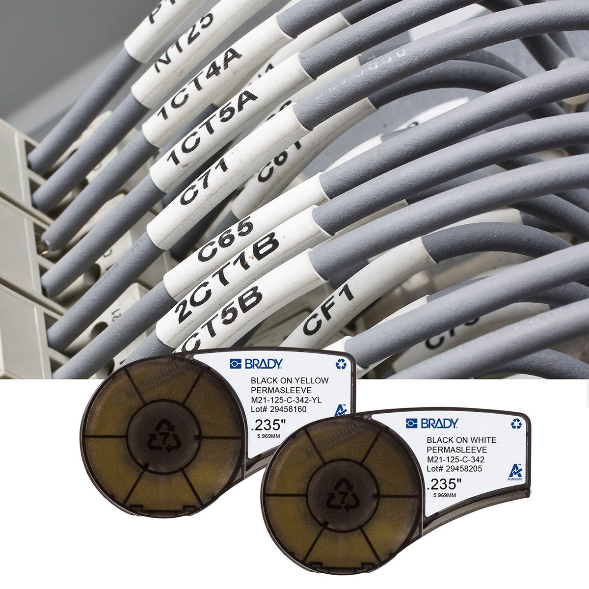 Matte Finish White Wire Marking Sleeve B-7642 Heat-Shrink Polyolefin Brady Worldwide Inc. Brady HX-094-2-WT-4 PermaSleeve 0.492 Width x 0.197 Height 10000 per Roll 