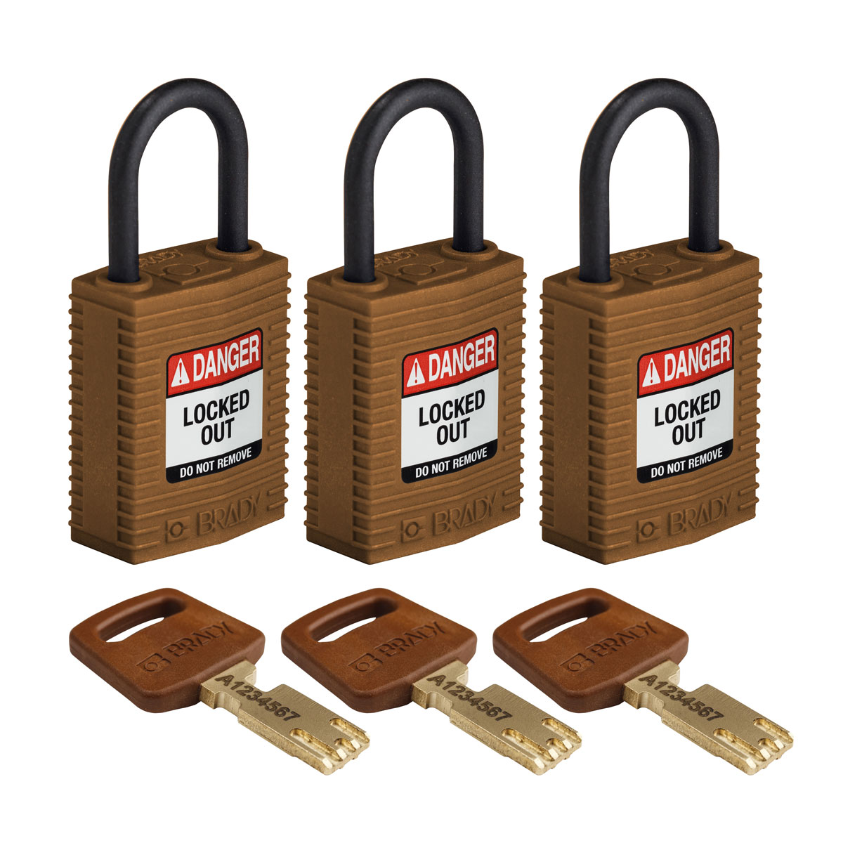 CPT-BRN-25PL-KA3PK Comp Lock Nyln 1" Plastic Shkl KA BN 3PK