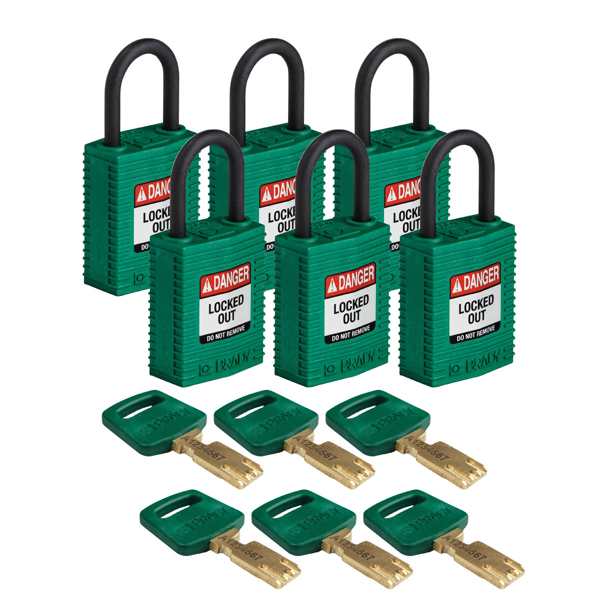 CPT-GRN-25PL-KA6PK Comp Lock Nyln 1" Plastic Shkl KA GN 6PK