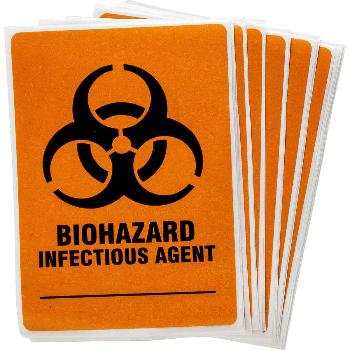 LH625E B946,4"HX2.87"W,BLK/ORG BIOHAZARD, 25/PK