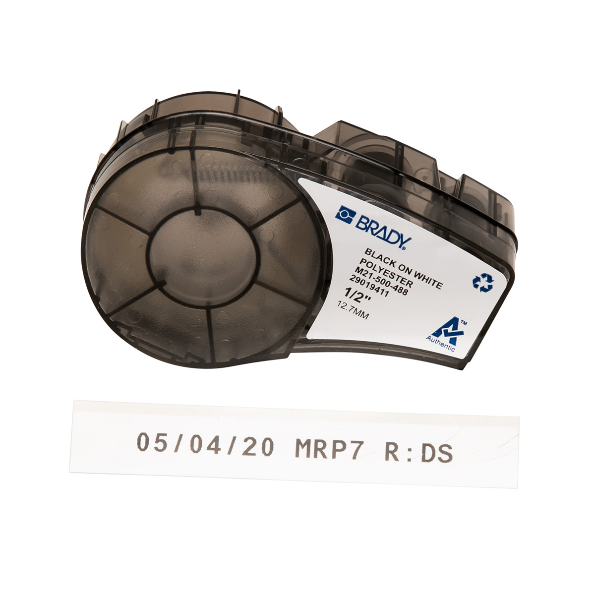 BRADY M21-500-488 Label Cartridge,Black/White,1/2 In W 