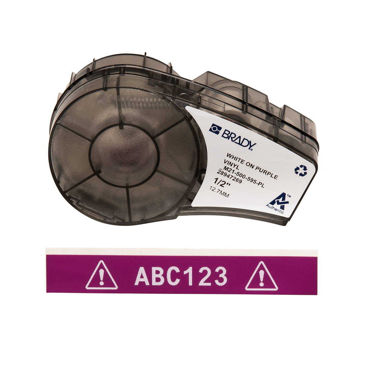 M21-500-595-PL Label Vinyl 0.5in x 21ft WT/PL
