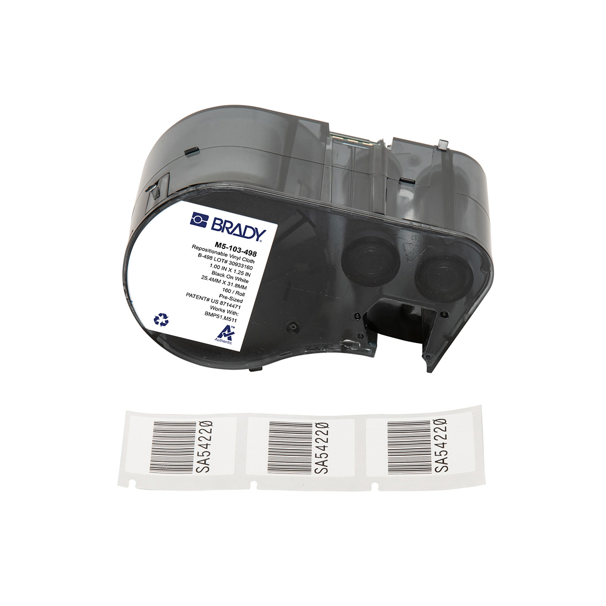 M5-103-498 Repositionable Lbls 1.25x1 BK/WT RL/160