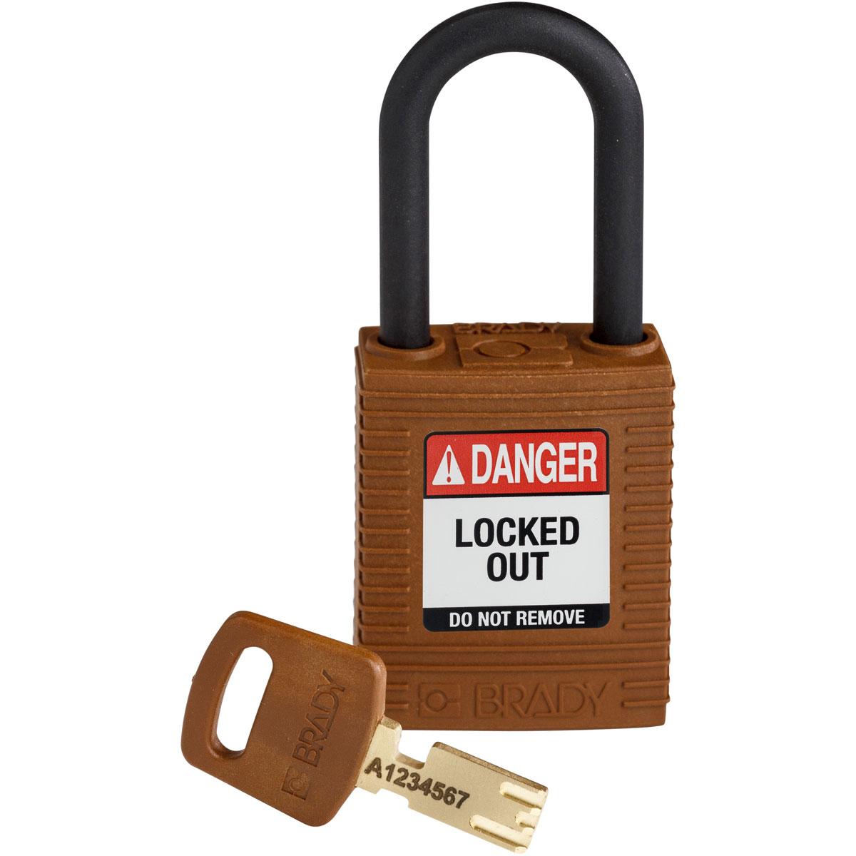 NYL-BRN-38PL-KD Nylon Padlock 1.5" Plastic Shackle KD BN