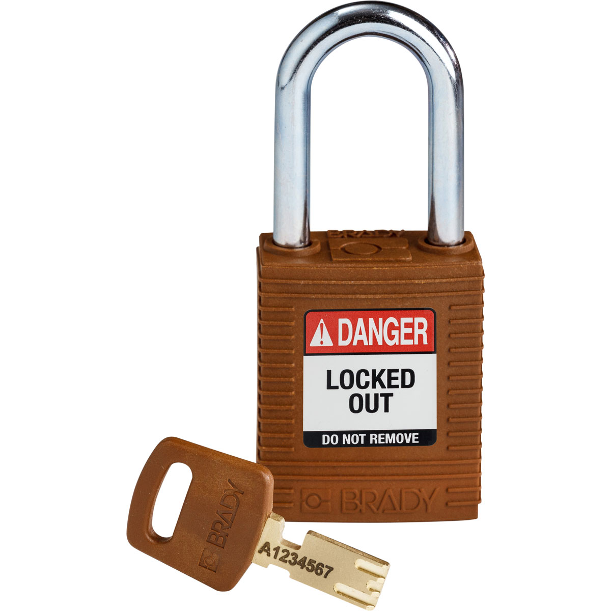 NYL-BRN-38ST-KD Nylon Padlock 1.5" Steel Shackle KD BN