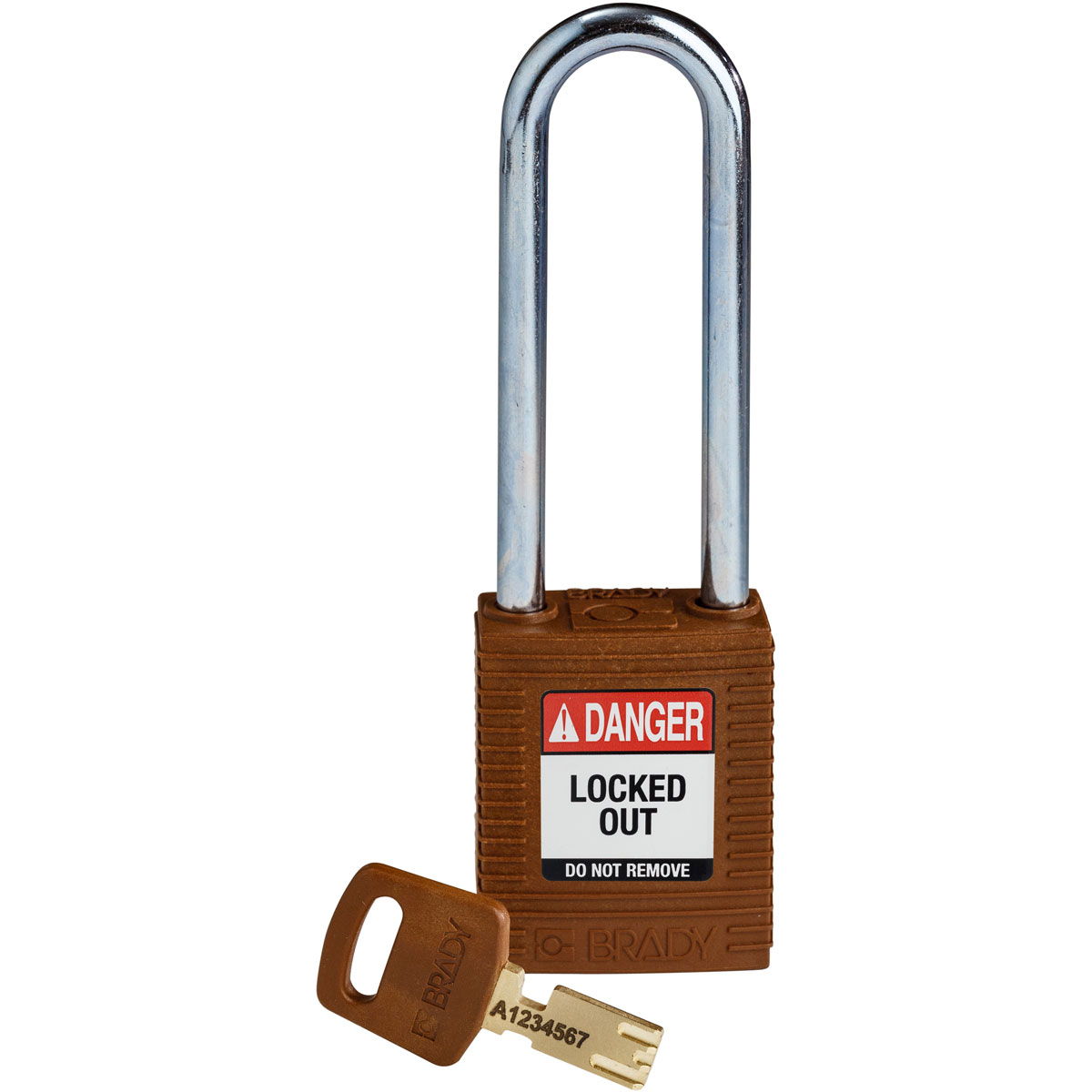 NYL-BRN-76ST-KD Nylon Padlock 3" Steel Shackle KD BN