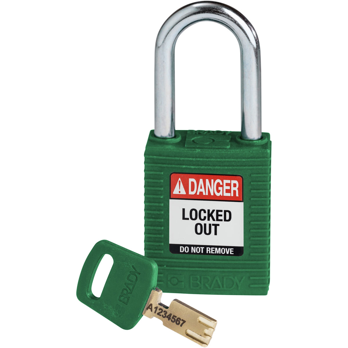 NYL-GRN-38ST-KD Nylon Padlock 1.5" Steel Shackle KD GN