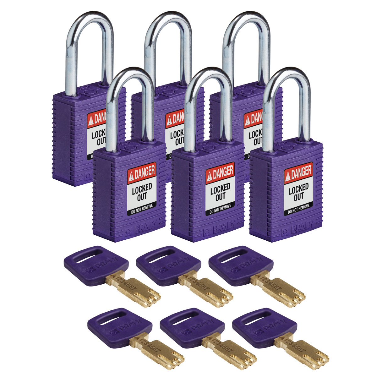NYL-PRP-38ST-KA6PK Nylon Padlock 1.5" Steel Shkl KA PL 6PK