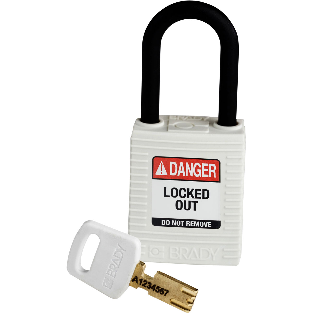NYL-WHT-38PL-KD Nylon Padlock 1.5" Plst Shkl KD White