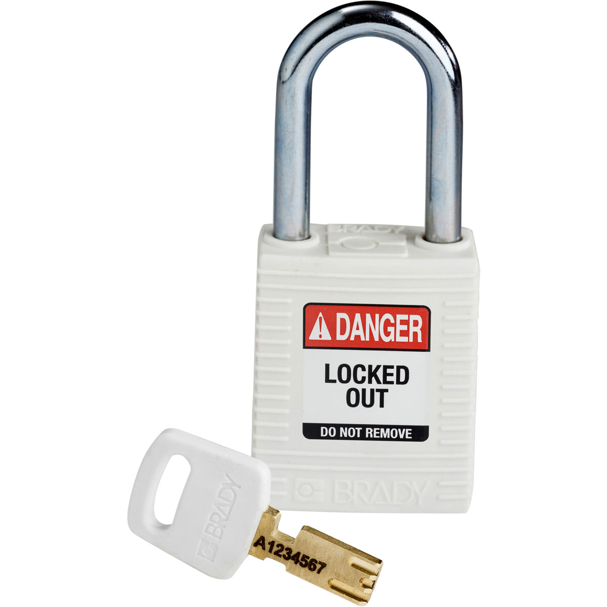 NYL-WHT-38ST-KD Nylon Padlock 1.5" Steel Shkl KD White