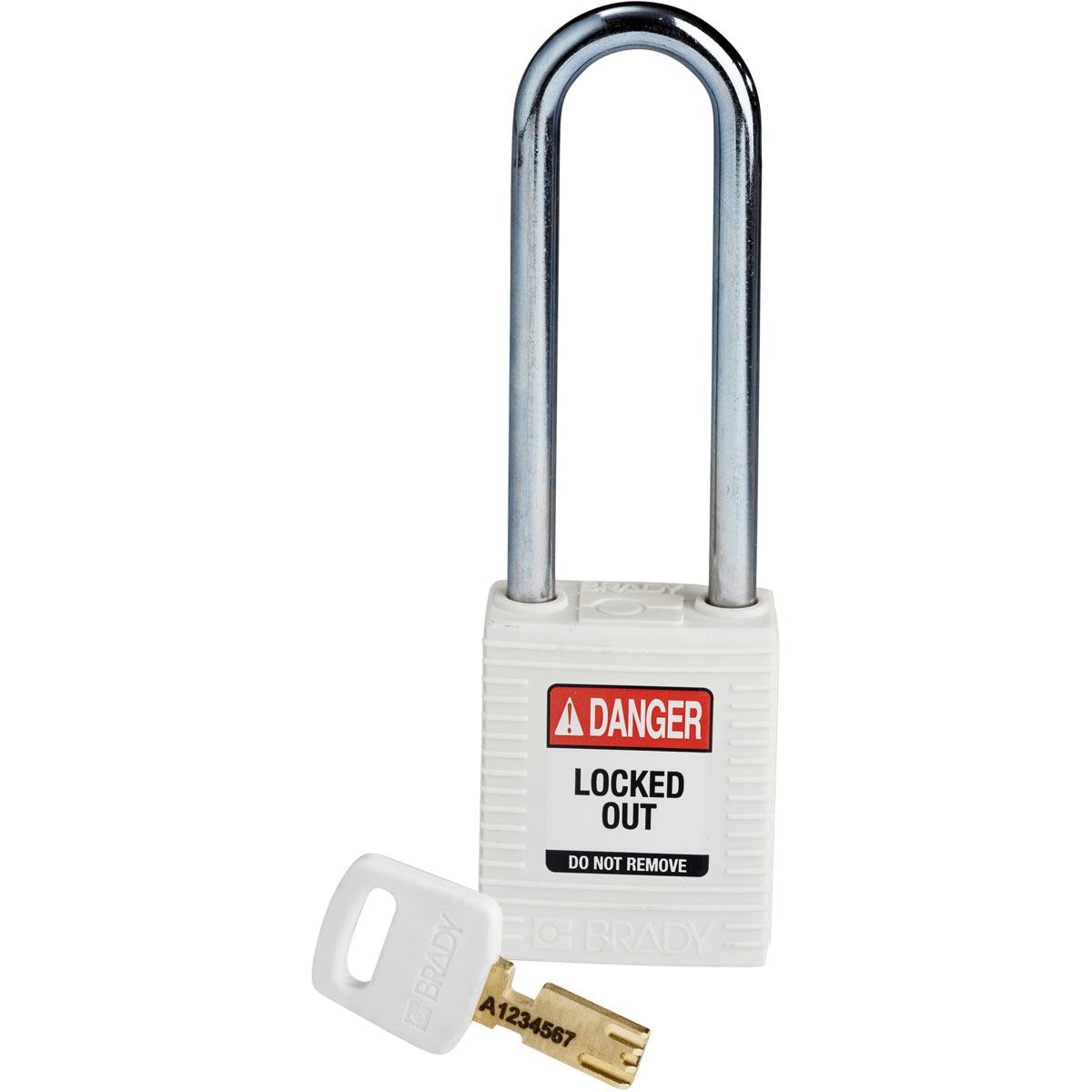 NYL-WHT-76ST-KD Nylon Padlock 3" Steel Shackle KD White