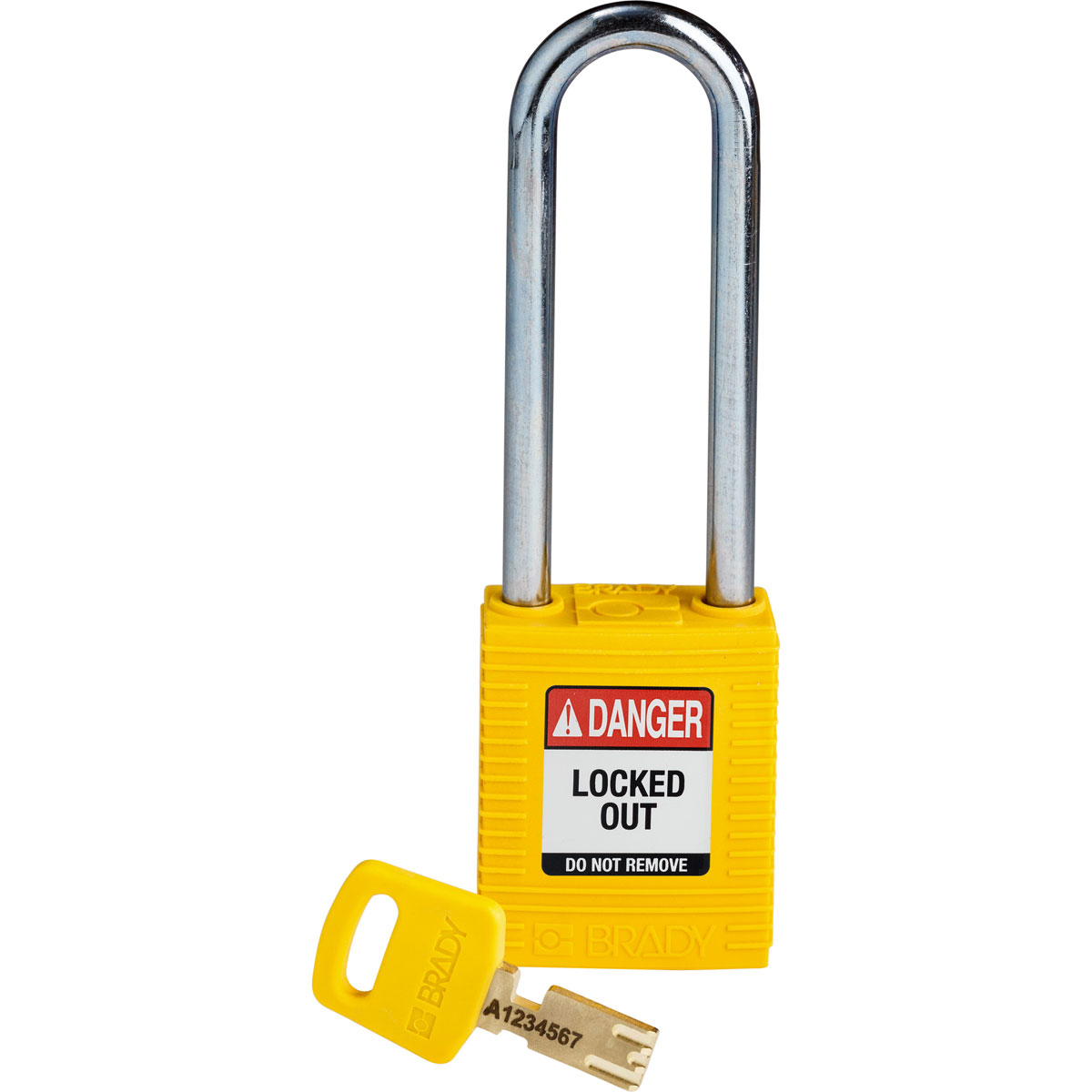 NYL-YLW-76ST-KD Nylon Padlock 3" Steel Shackle KD YL