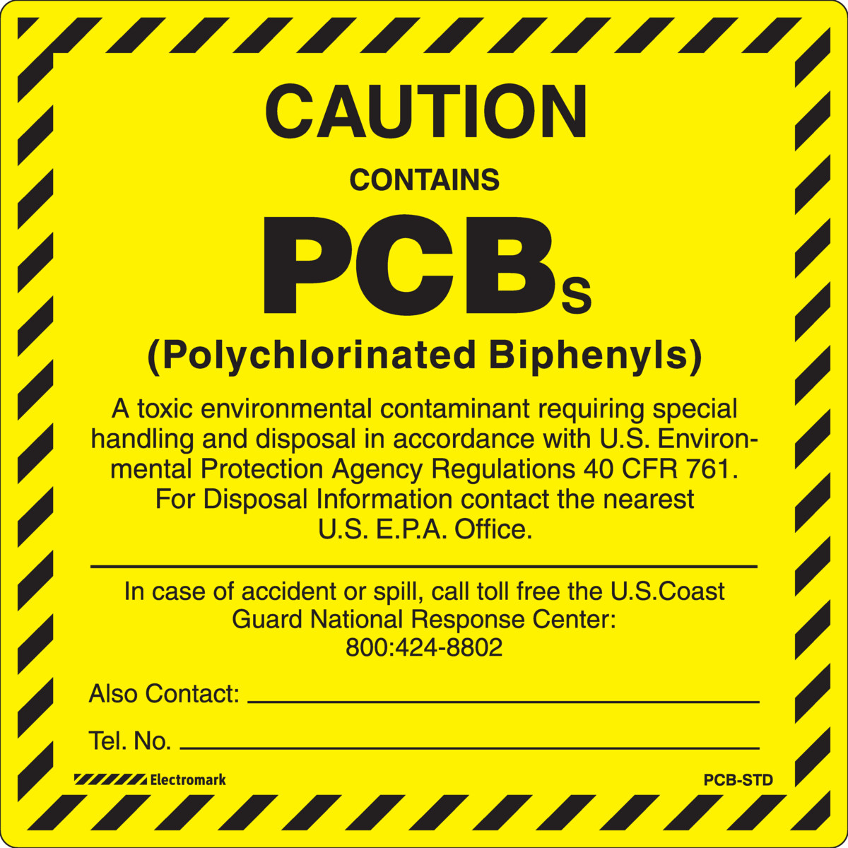 Caution Contains PCBs Contact         Label