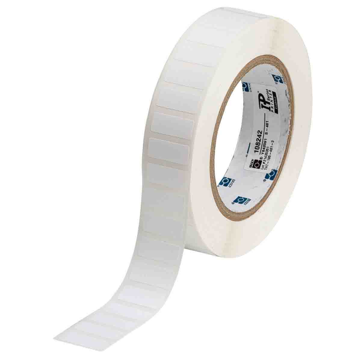Etiquette papier soluble en ruban continu pour imprimantes BBP12/IP  série/i5100 Brady - modèle THT-500-403 - couleur blanc - dimensions l x L =  12,70 mm x 30,48 m - Matériel de laboratoire