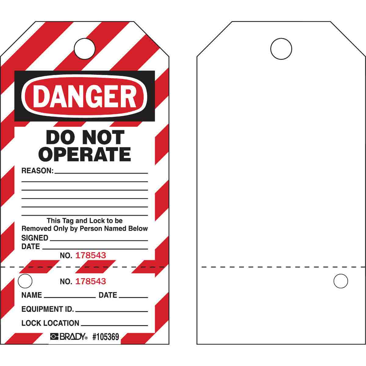 WKT3 TAG B853 5.75X3 BK/RD/WH 25PK PERF&SERL