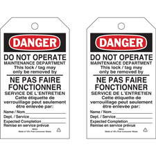 DANGER Do Not Operate Maintenance Department Lockout Tagout Tags ...