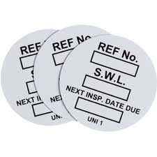 Universal Tag Inserts: REF NO: S.W.L.: NEXT INSP. DATE DUE: - Brady ...