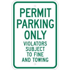 Permit Parking Only Violators Subject To Fine And Sign - Brady Part ...