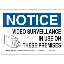 NOTICE Video Surveillance In Use On These Premises Sign | Brady ...