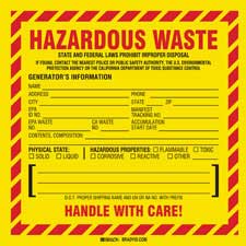 California Hazardous Waste Label Template