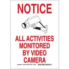 NOTICE All Activities Monitored By Video Camera Sign | Brady | BradyID.com