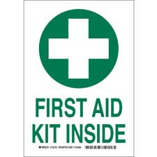 Black and White on Green Brady 127389 First Aid Sign LegendShower Station 14 Width 10 Height 