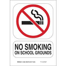 Strictly no smoking in or around school grounds Safety sign 