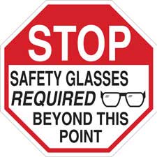 Legend Safety Glasses Required Beyond This Point/Anteojos De Seguridad Requeridos Desde Este Punto 14 X 10 Brady 38188 Aluminum Bilingual Sign 14 X 10 