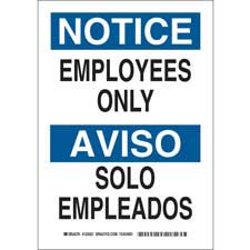 超激安 Brady Part: 125024 | Bilingual NOTICE Employees Only Sign 靴