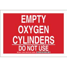 Brady Part: 125644 | Empty Oxygen Cylinders Do Not Use Sign