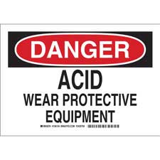 Danger Sign acid area wear protective clothing