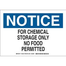 NOTICE For Chemical Storage Only No Food Permitted Sign | Brady ...