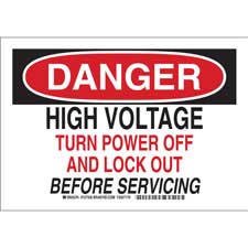 DANGER High Voltage Turn Power Off And Lock Out Before Servicing Sign ...