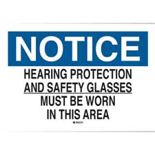 SmartSign Hearing Protection & Safety Glasses Required Sign - 10" X 14" Plastic OSHA Compliant