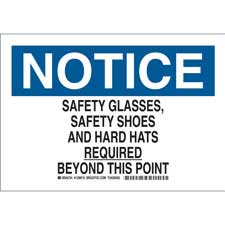 LegendSafety Glasses and Safety Shoes Required in This Area Brady 128914 Personal Protection Sign 10 Height Black and Blue on White 14 Weight