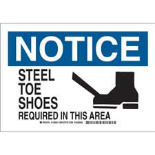 LegendSafety Glasses and Safety Shoes Required in This Area Brady 128914 Personal Protection Sign 10 Height Black and Blue on White 14 Weight
