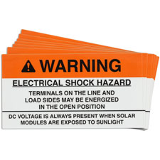 Pre-Printed SOLAR OPEN POS DC Warning Labels