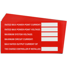 Pre-Printed SOLAR MAX POWER Warning Labels