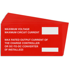 Pre-Printed SOLAR MAX VOLTAGE Warning Labels