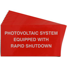 Pre-Printed SOLAR RAPID SHUTDOWN Warning Labels