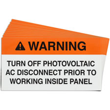 Pre-Printed SOLAR WRKNG INSIDE PNL Warning Labels