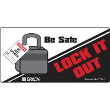 Black on Yellow LegendBe Safe Lock It Out 10 Height 14 Width Brady 127485 Lockout/Tag Out Sign Black on Yellow LegendBe Safe Lock It Out 10 Height 14 Width Brady 127485 Lockout/Tag Out Sign